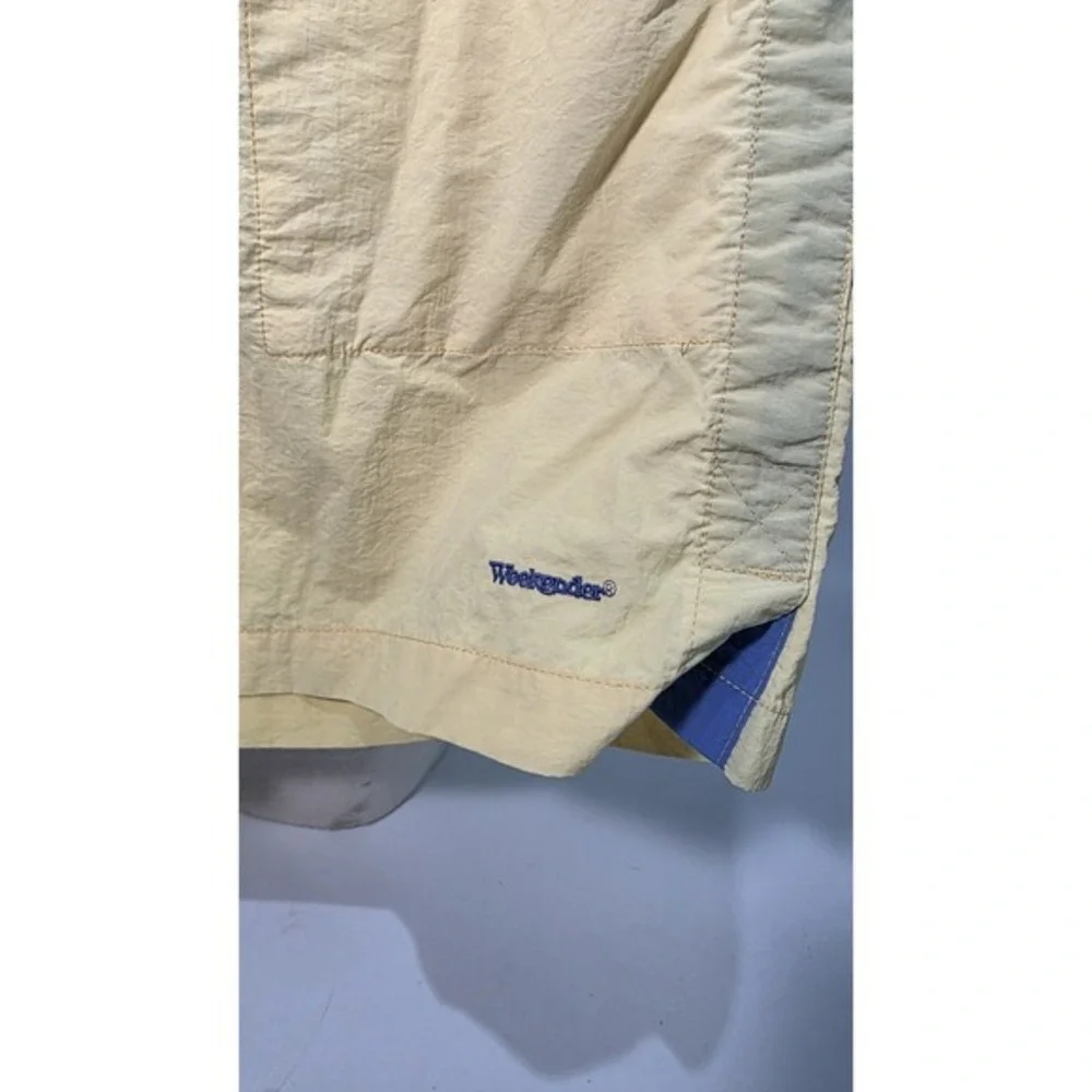 Vintage Weekender Brand Lined Mesh Bathing Suit Trunks‎ Shorts Yellow Mens Large